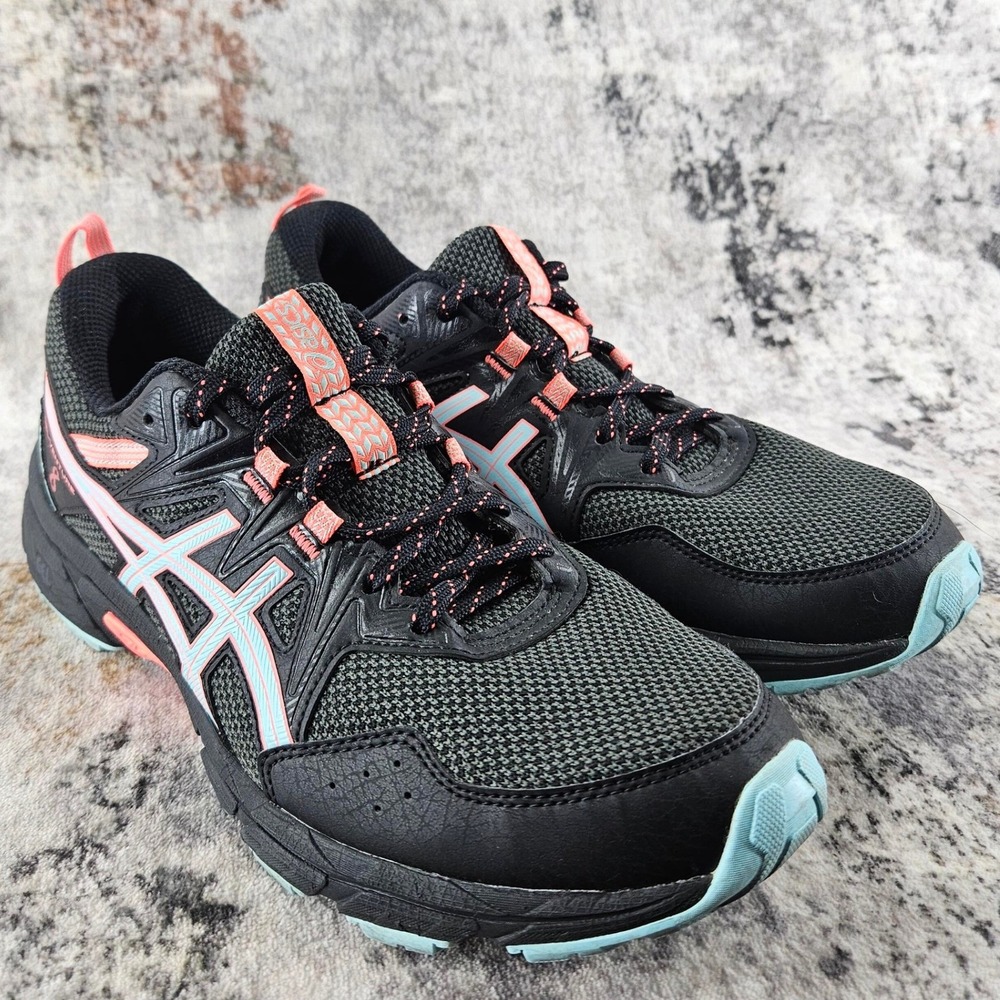 Asics Gel Venture 8 Sneakers Womens 10 Black‎ Aqua Trail Running Shoes 1012A708